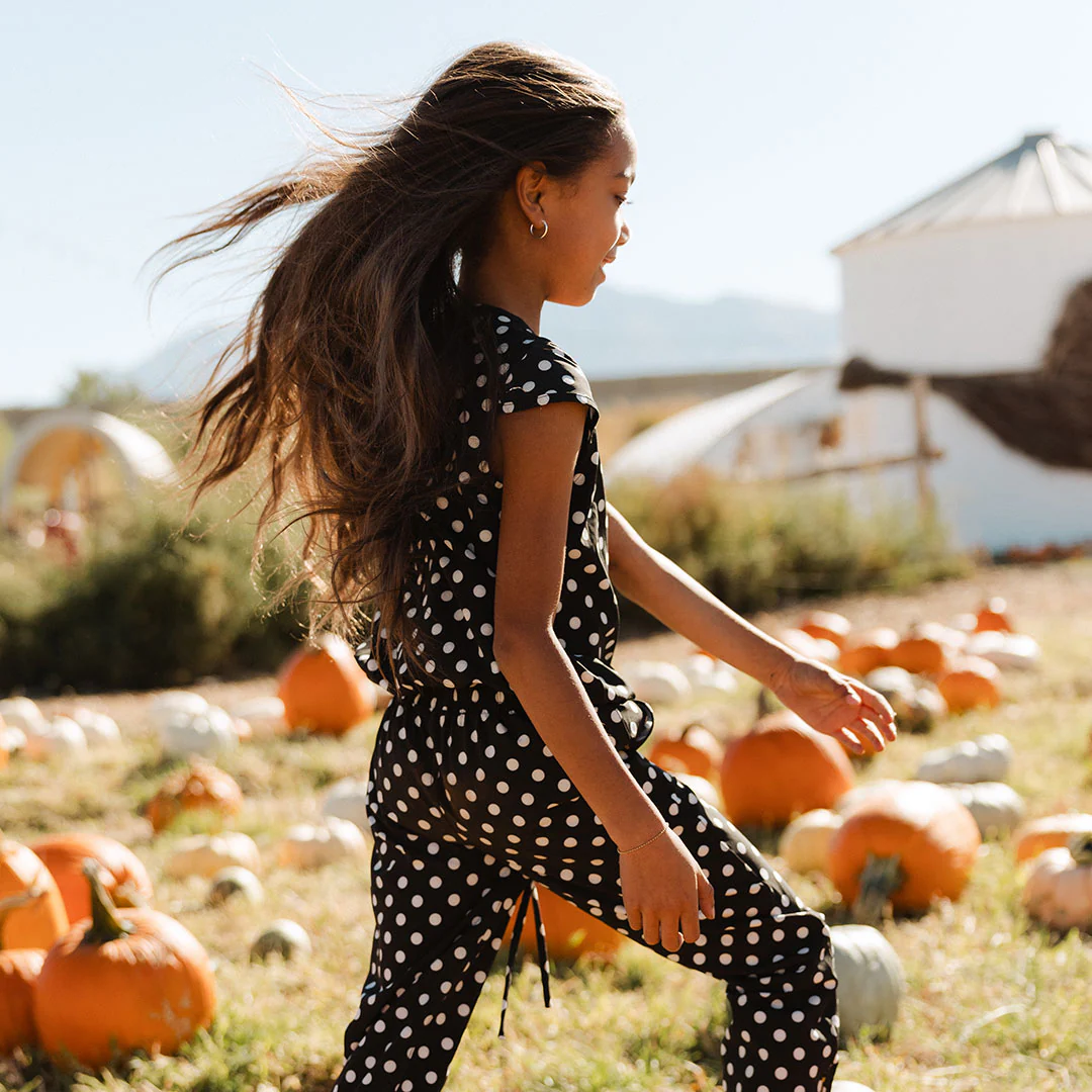Mini Jumpsuit, Black Polka Dot - Image 5