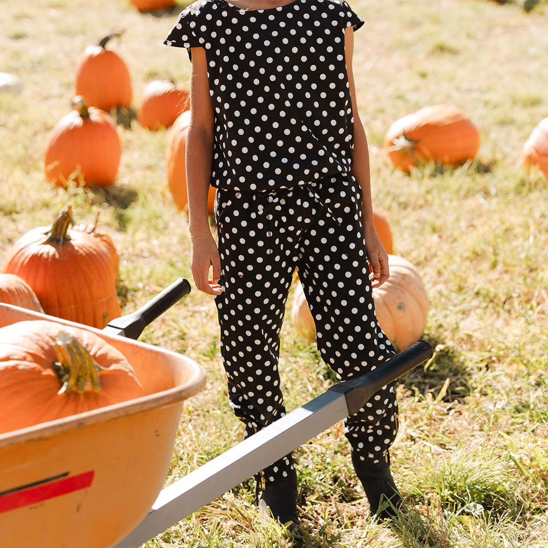 Mini Jumpsuit, Black Polka Dot - Image 6