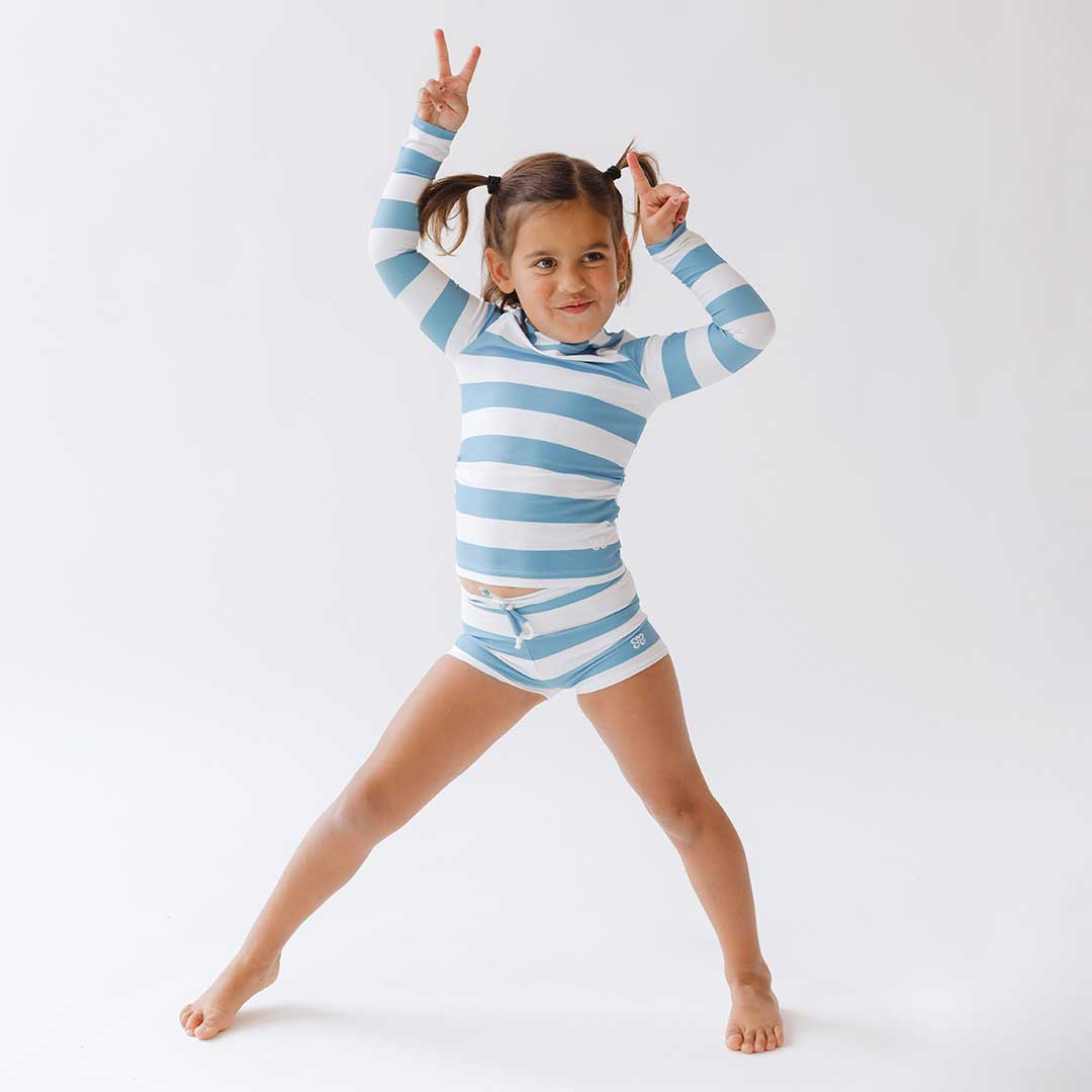 Mini Rash Guard and Shorts Set, Horizon Blue - Image 3