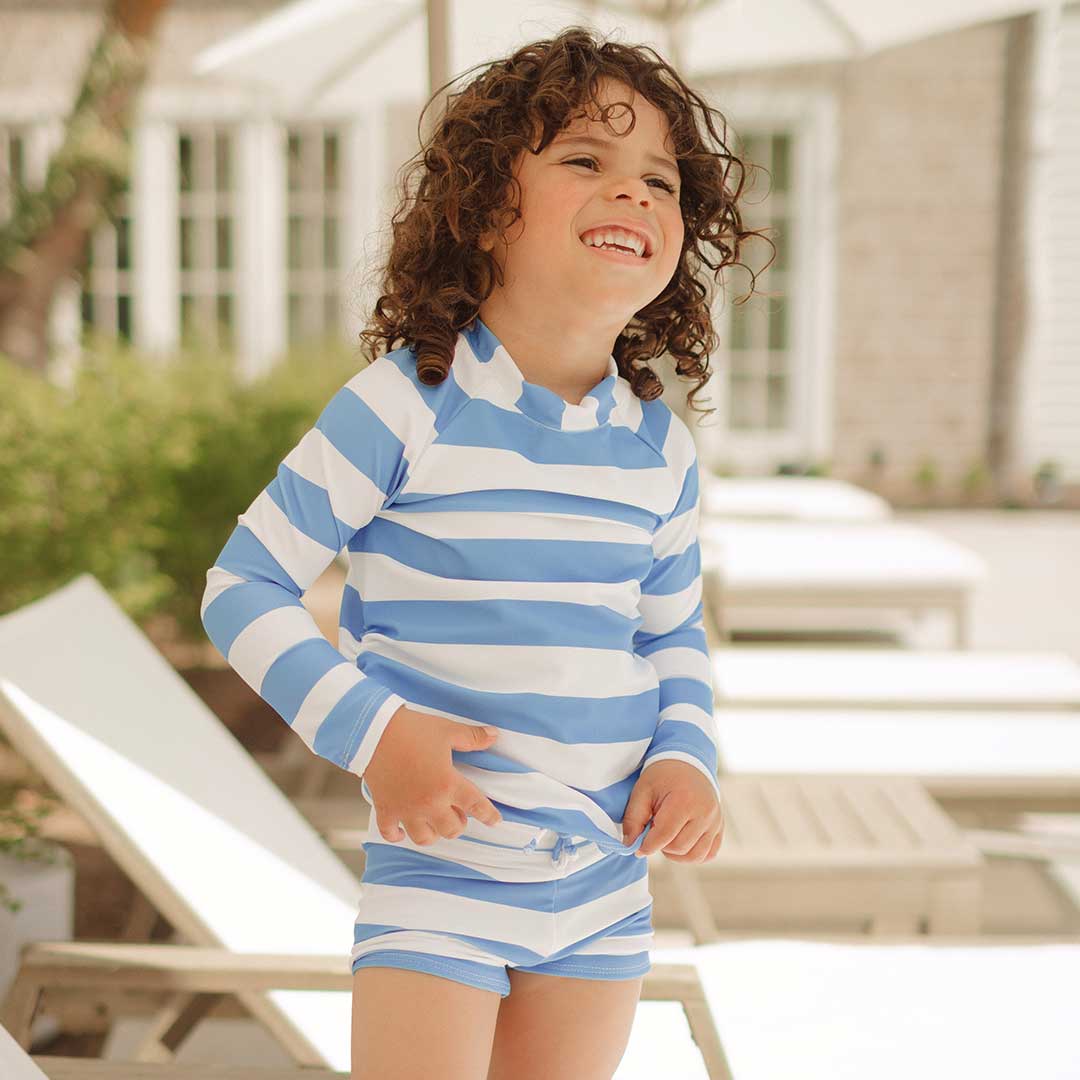 Mini Rash Guard and Shorts Set, Horizon Blue - Image 5