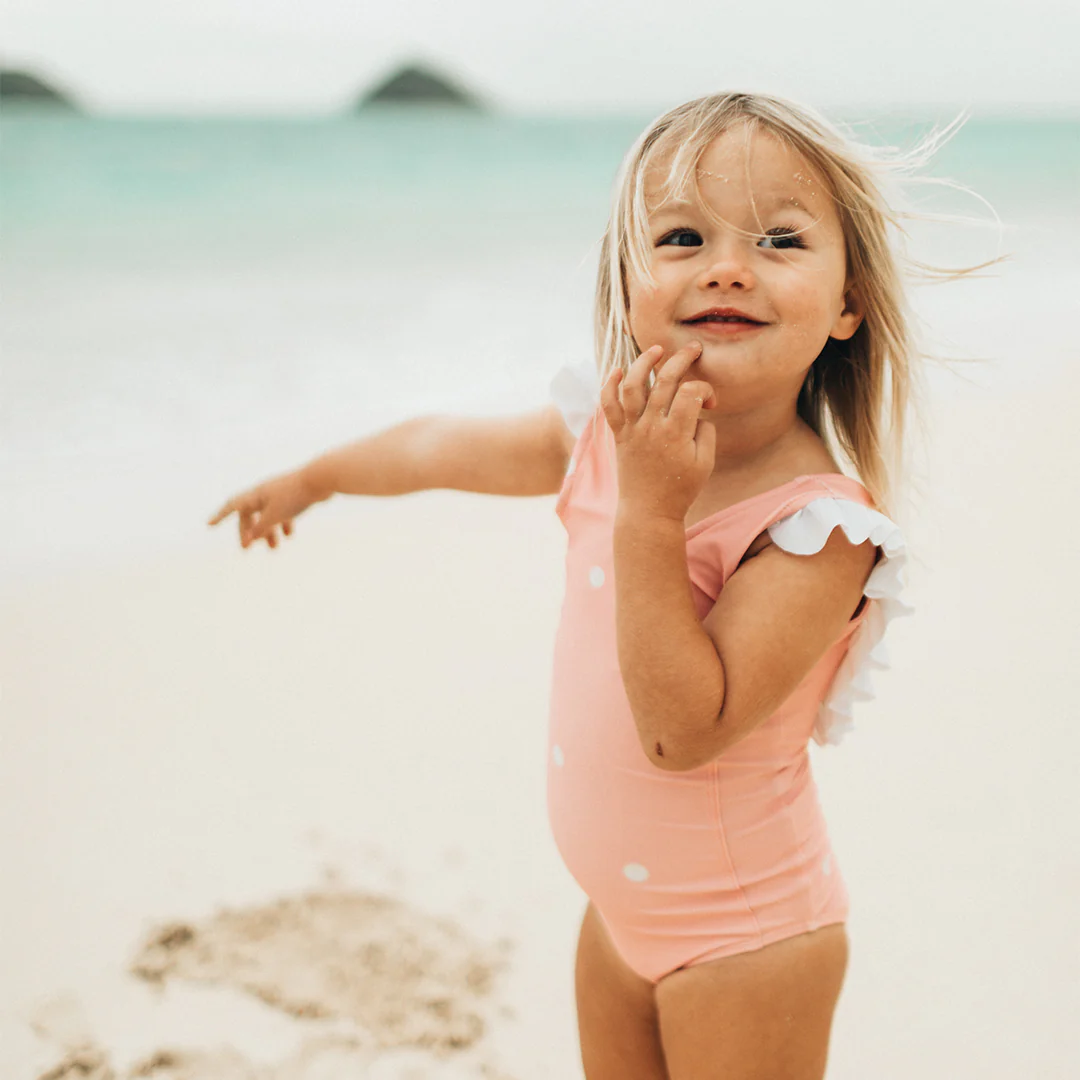 Mini Ruffle One-Piece, Pink Dottie - Image 3
