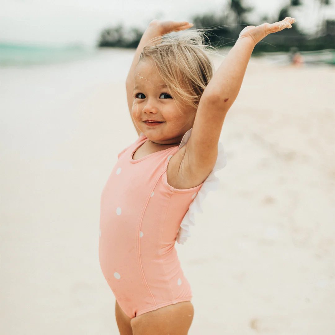 Mini Ruffle One-Piece, Pink Dottie - Image 5
