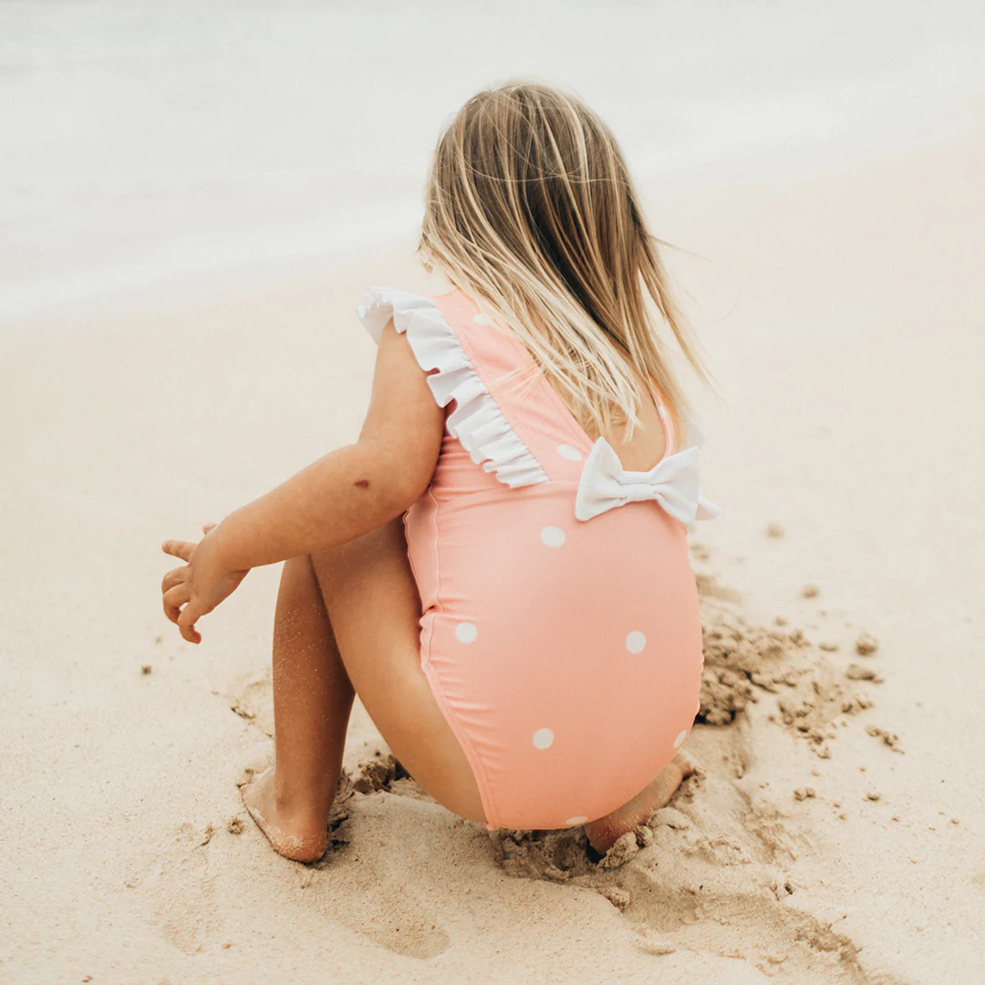 Mini Ruffle One-Piece, Pink Dottie - Image 6