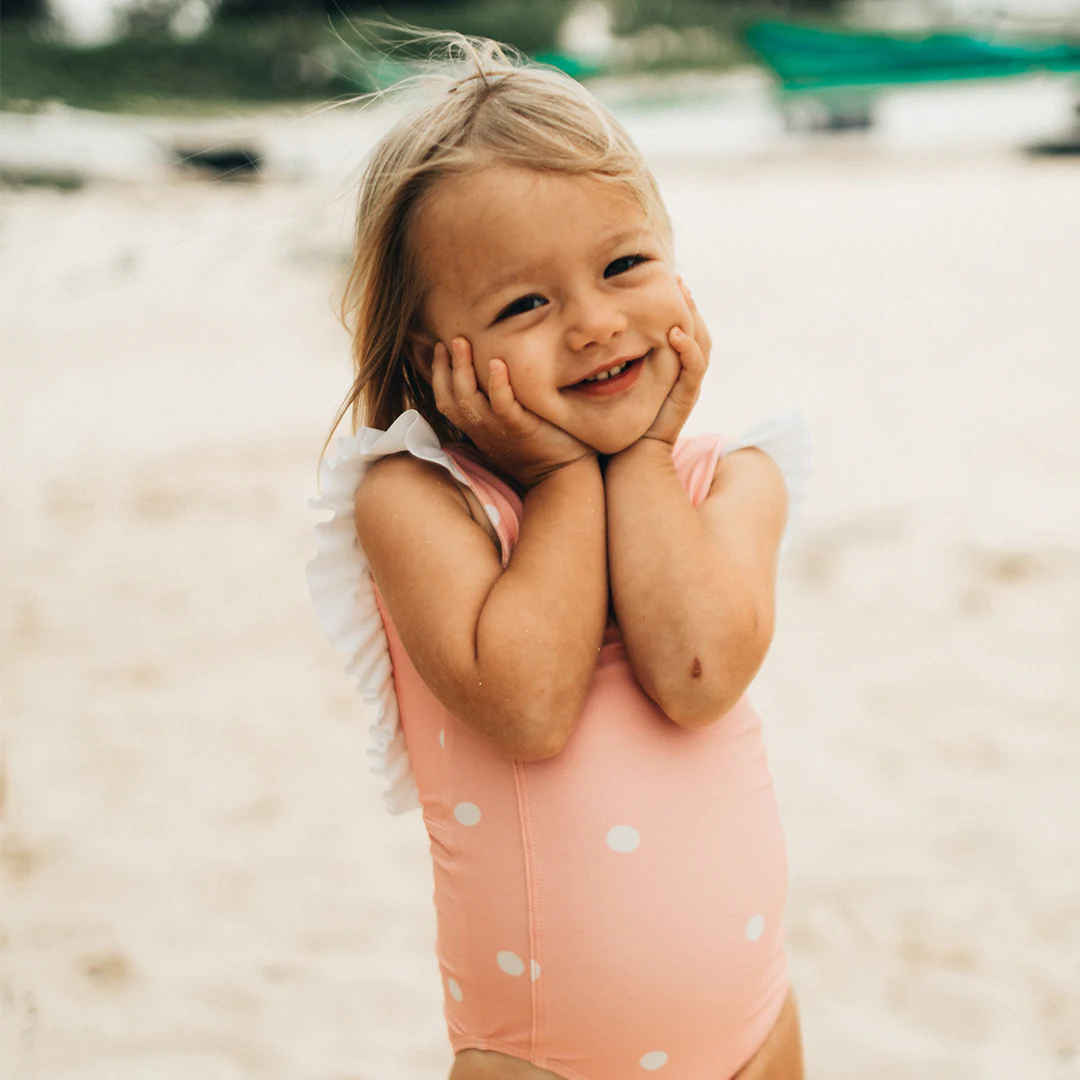 Mini Ruffle One-Piece, Pink Dottie - Image 7