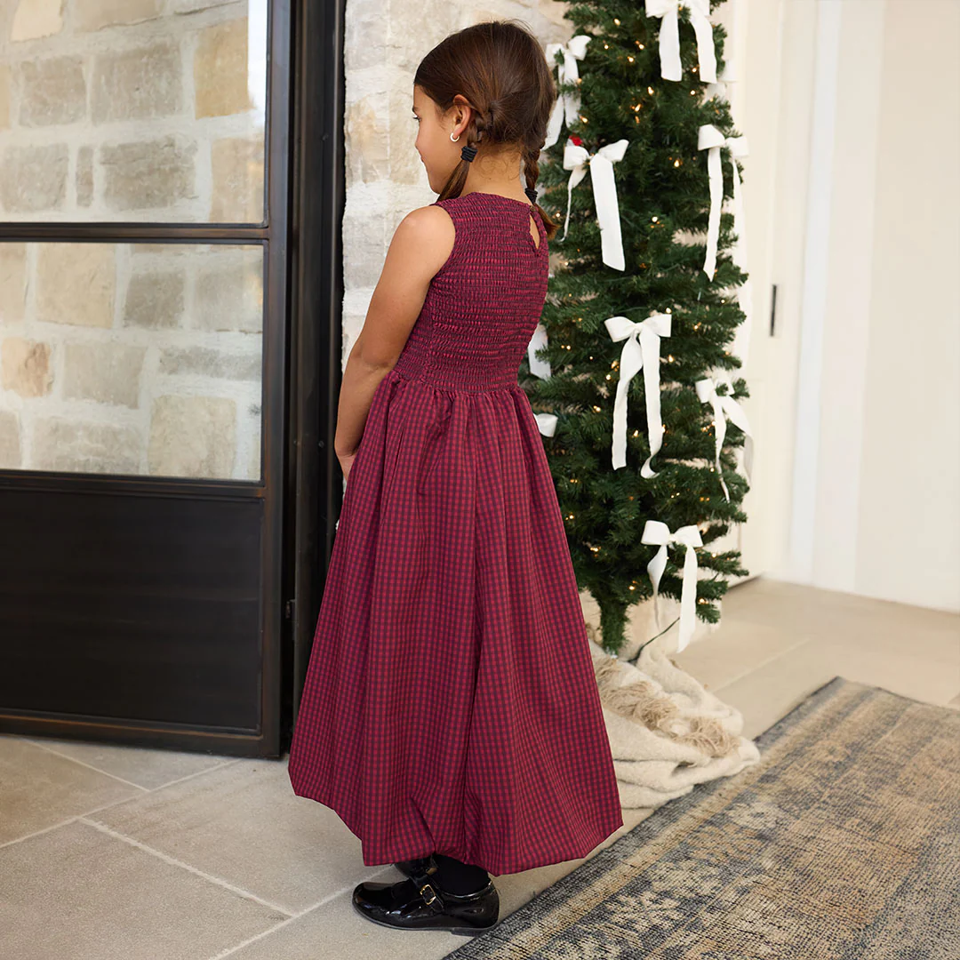 Mini Vienna Bubble Dress, Burgundy Gingham - Image 6
