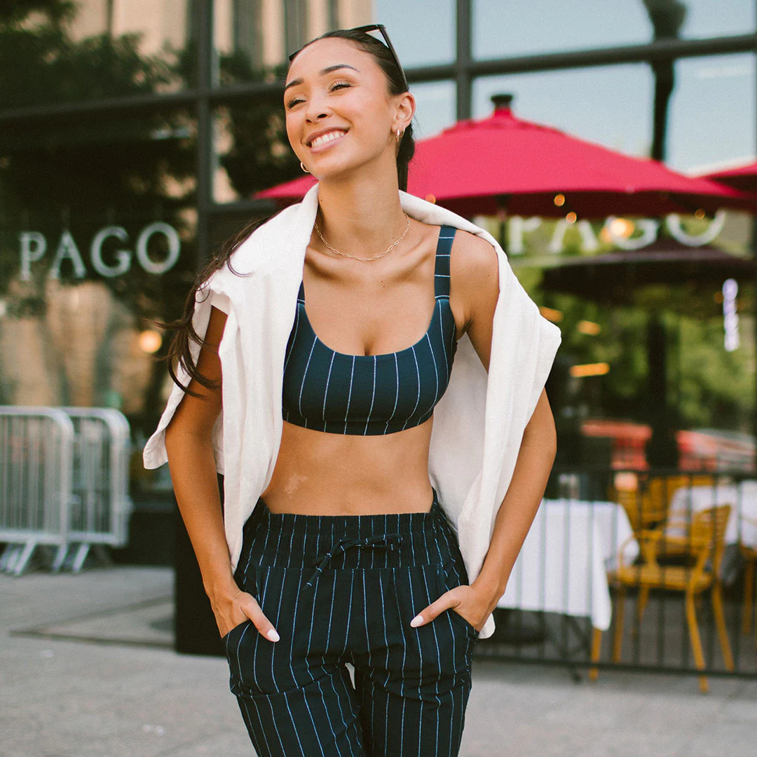 Momentum Bra, Navy Pinstripe - Image 2