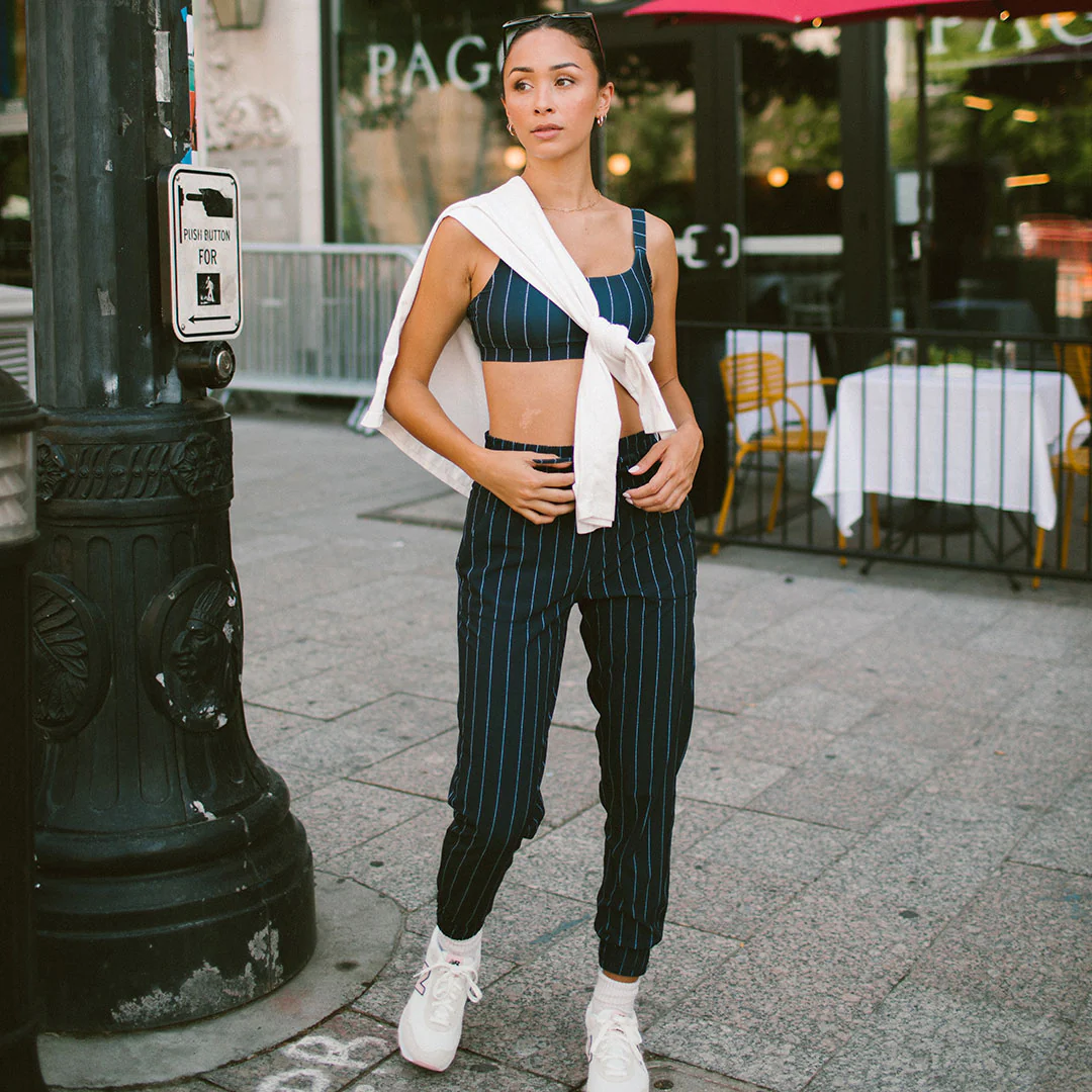 Momentum Bra, Navy Pinstripe - Image 3