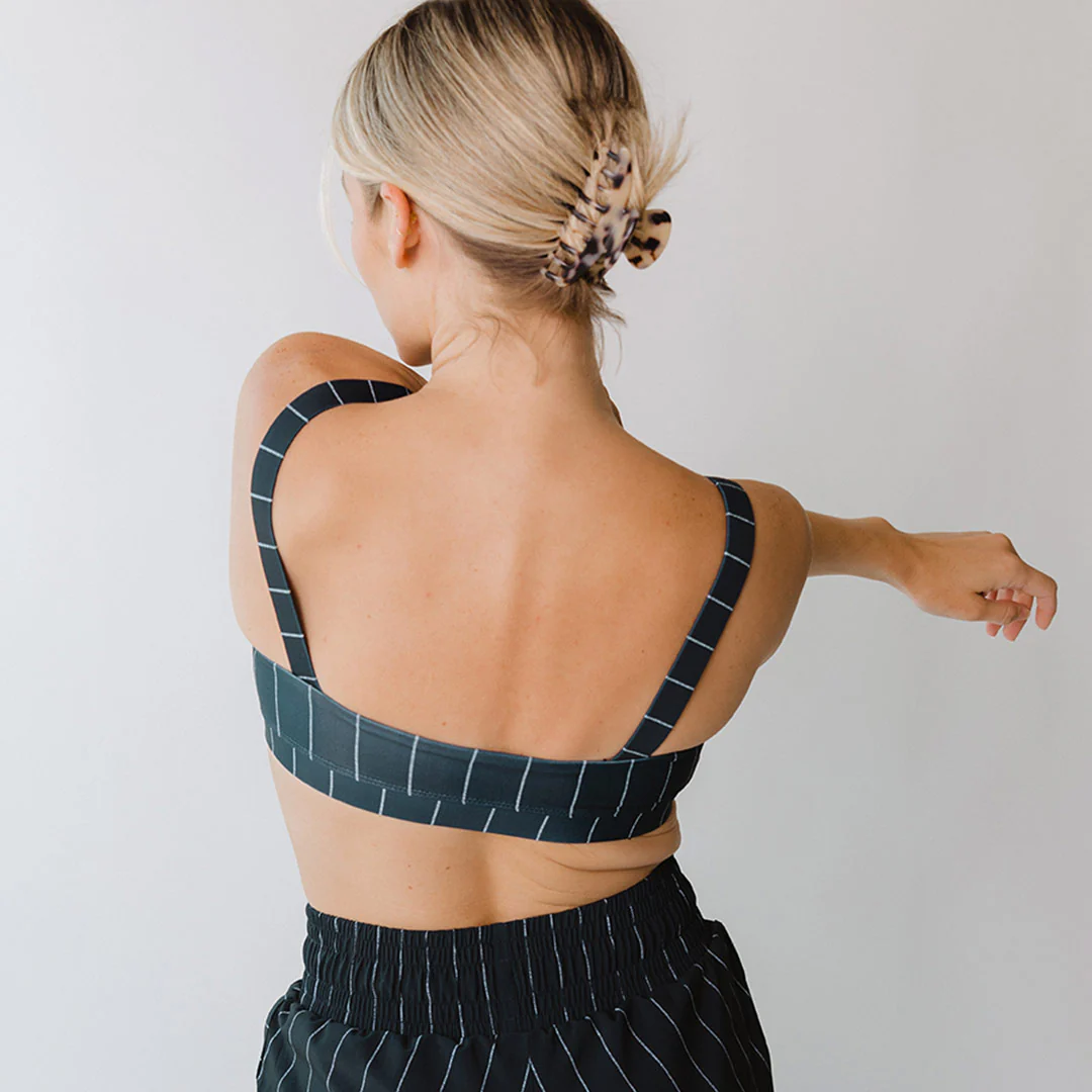 Momentum Bra, Navy Pinstripe - Image 7