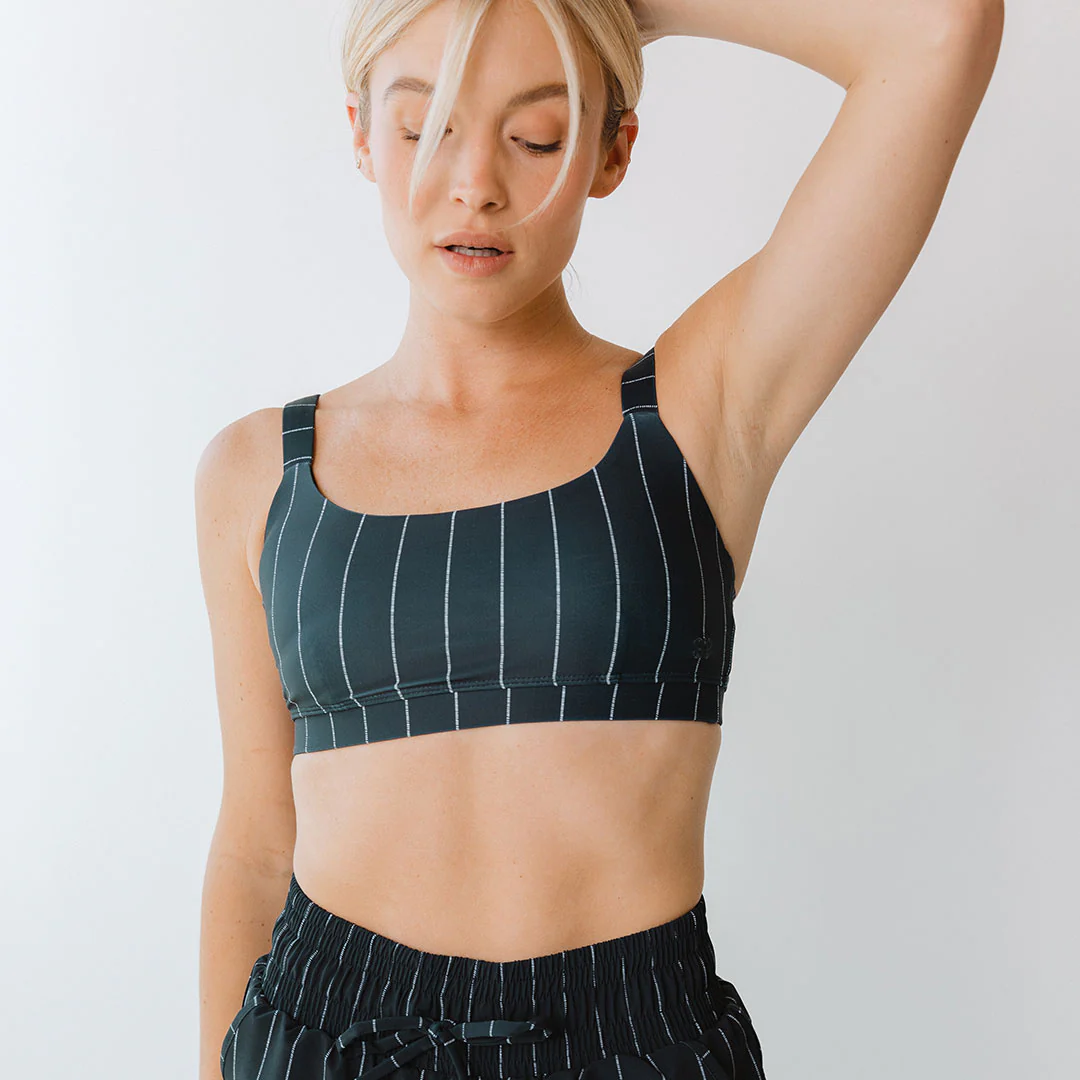 Momentum Bra, Navy Pinstripe - Image 9