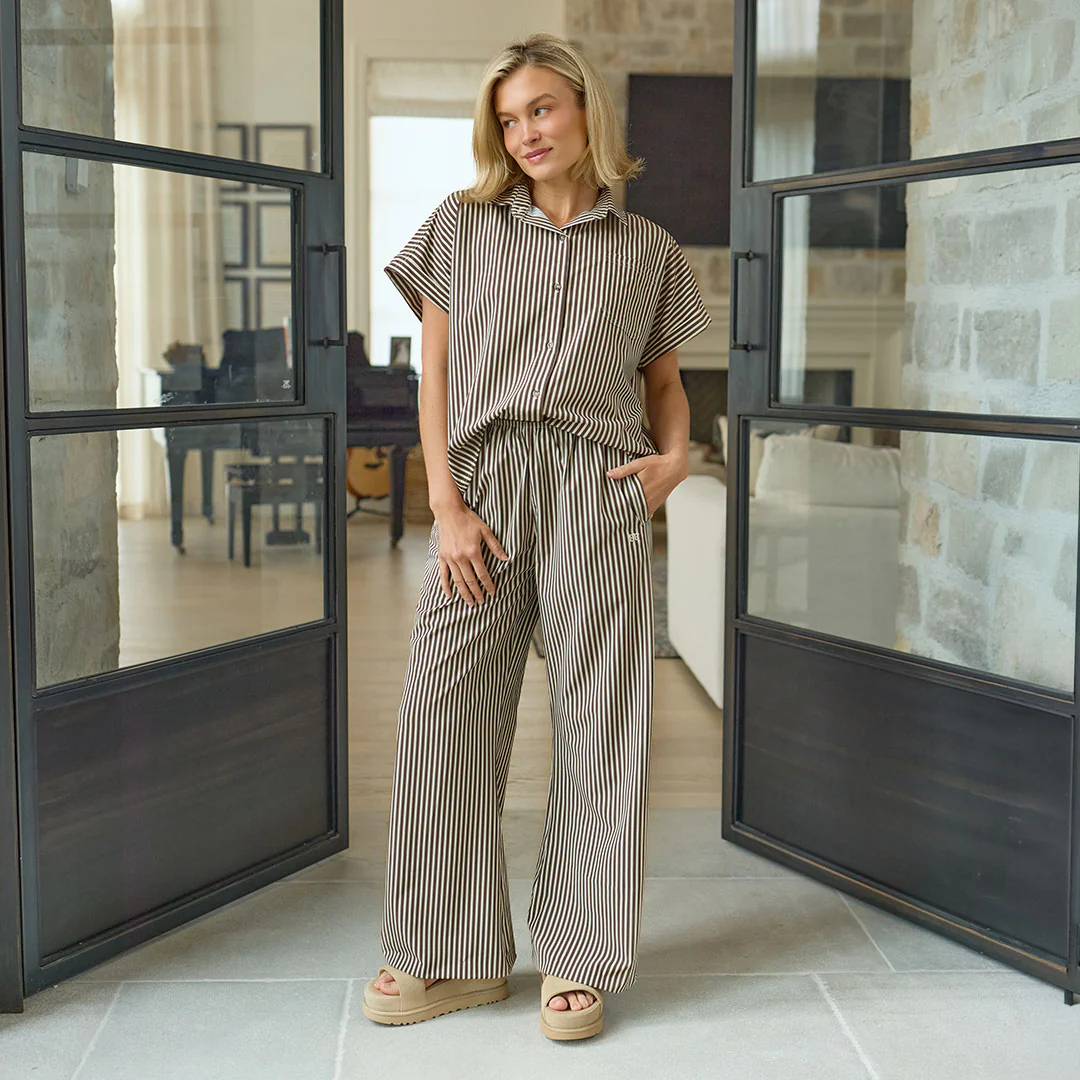Nikki Button Down, Cream Cocoa Stripe - Image 8