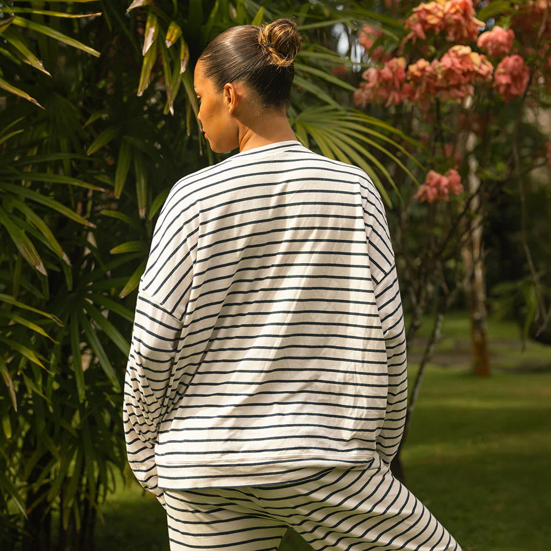 Oversized Jersey Crew, Navy Stripe - Image 4