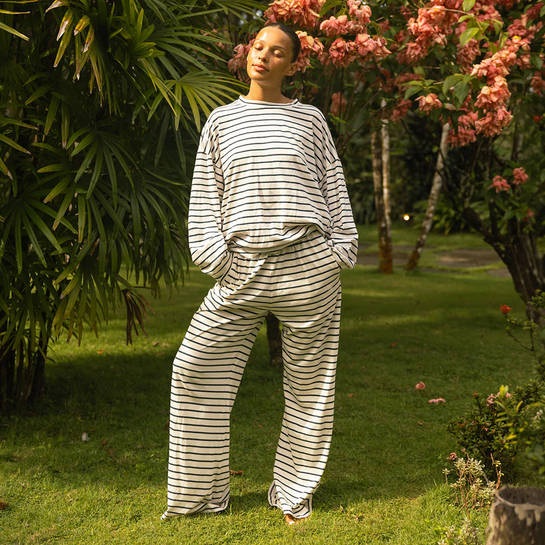 Oversized Jersey Crew, Navy Stripe - Image 5