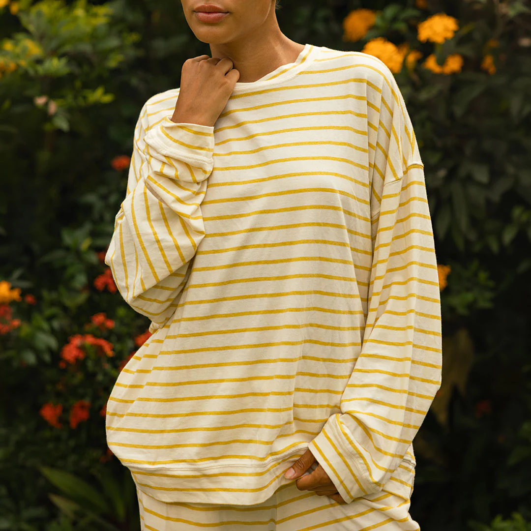 Oversized Jersey Crew, Yellow Stripe - Image 3