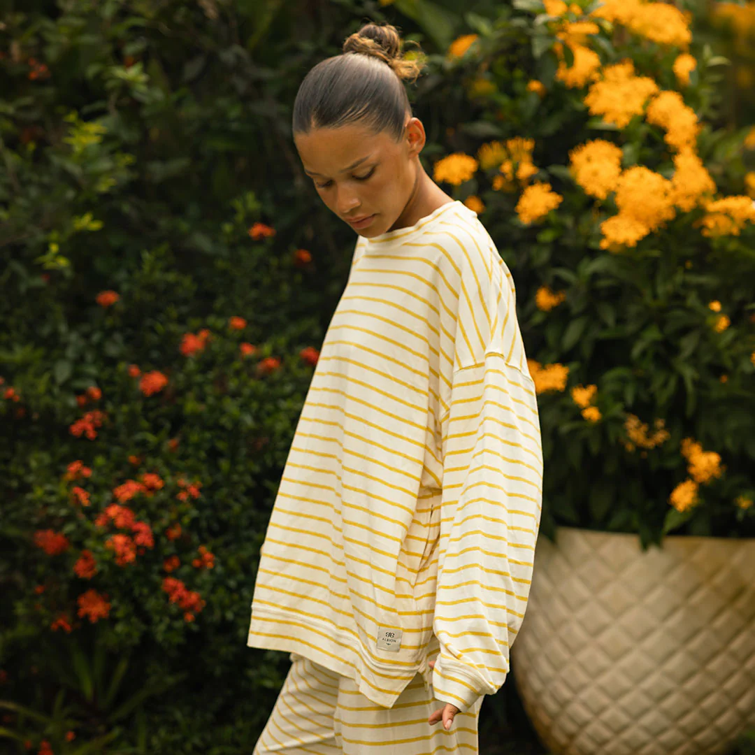 Oversized Jersey Crew, Yellow Stripe - Image 4