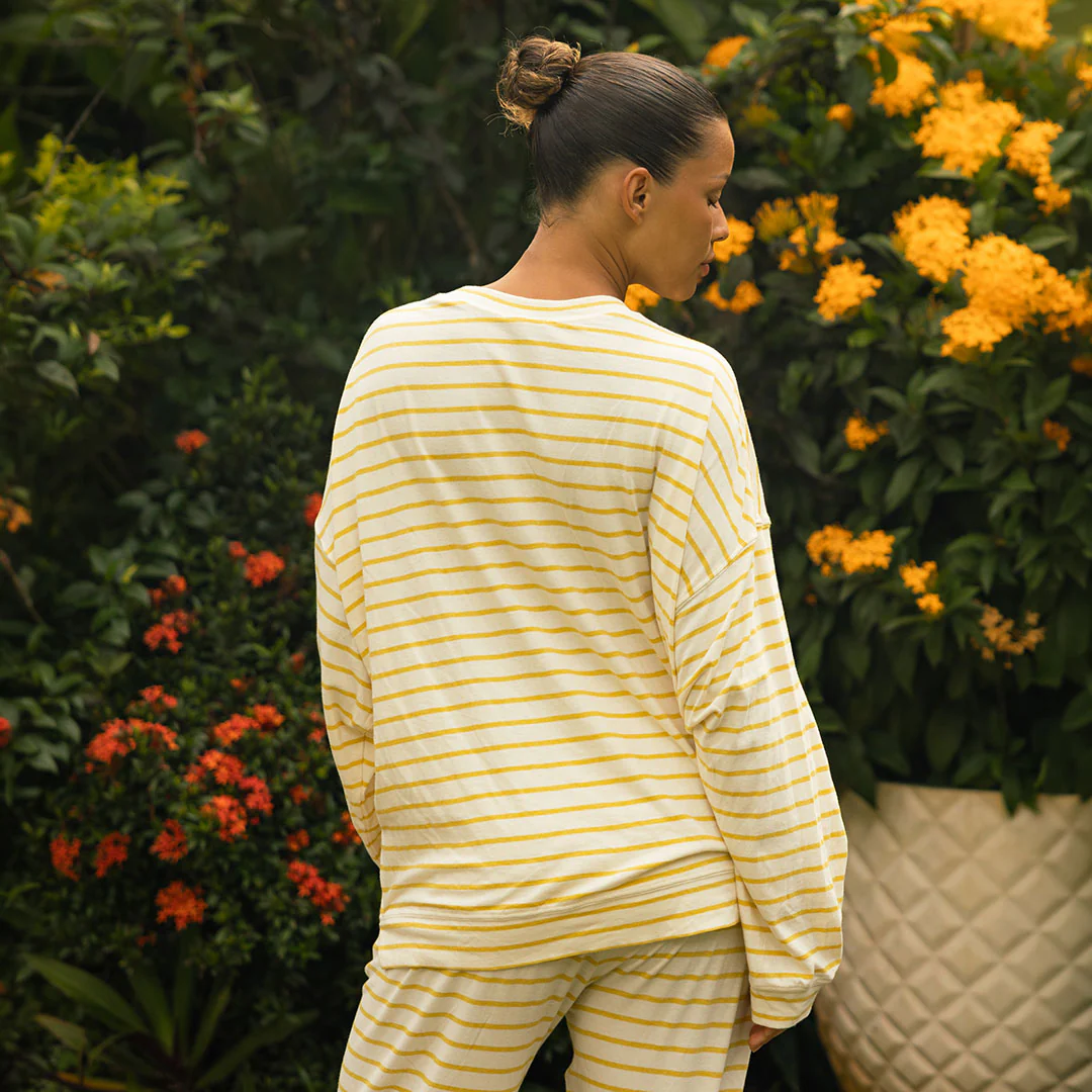 Oversized Jersey Crew, Yellow Stripe - Image 6