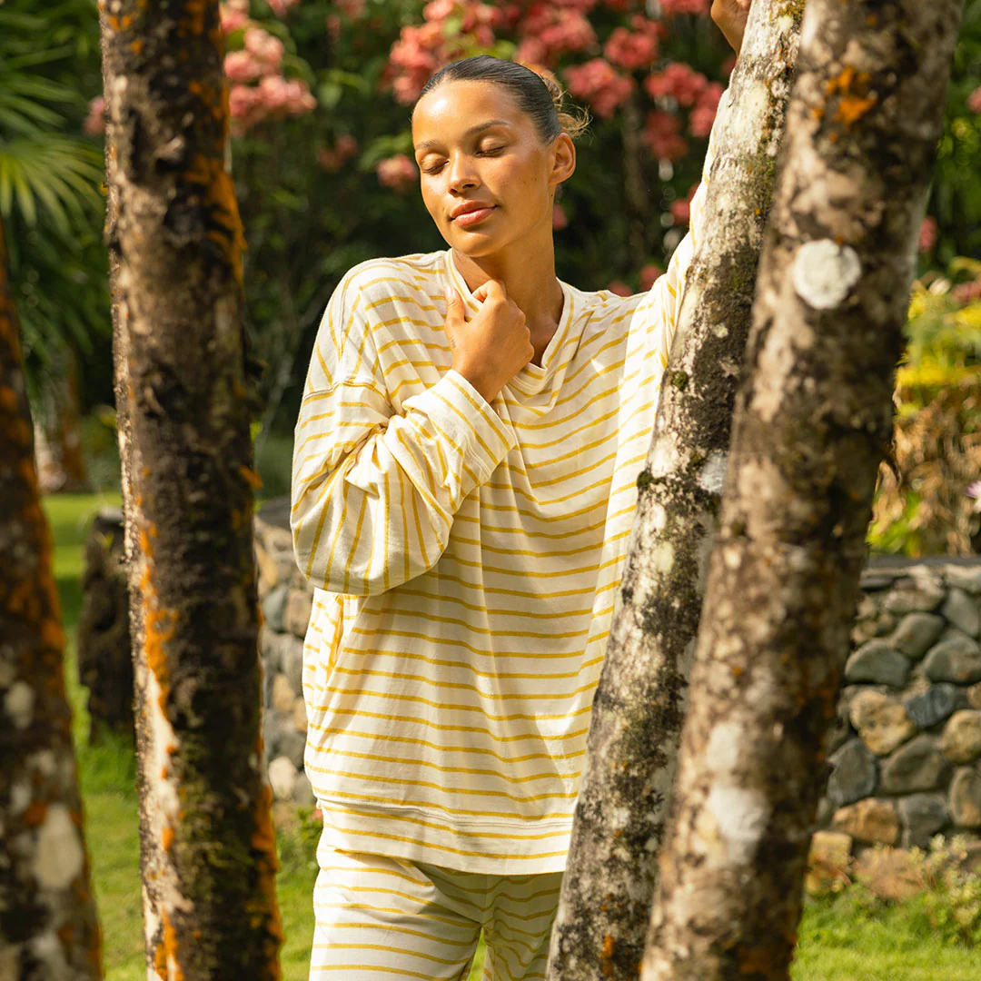 Oversized Jersey Crew, Yellow Stripe - Image 8