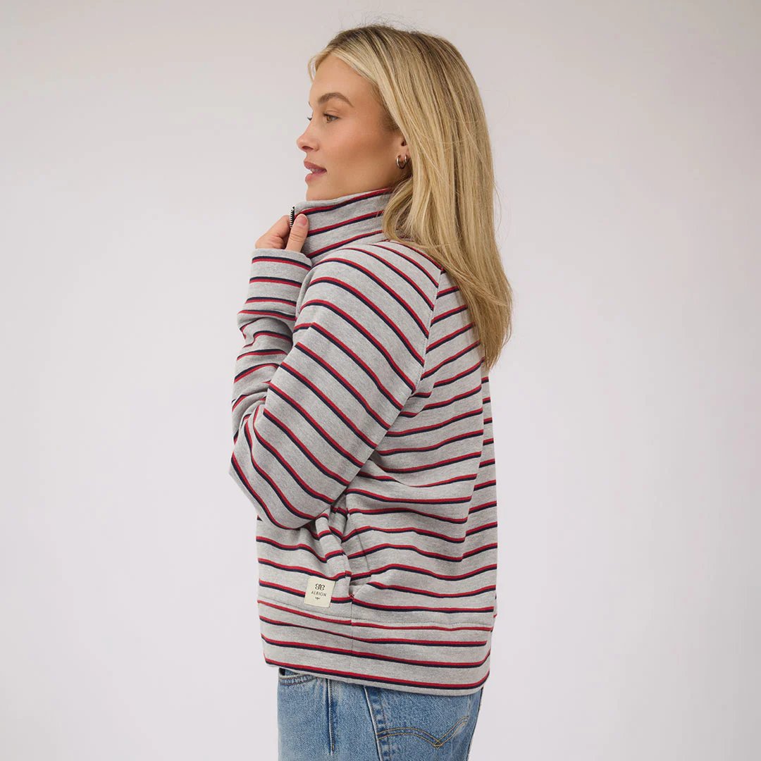 Oxford Fleece Zip-Up, Grey Stripe - Image 4