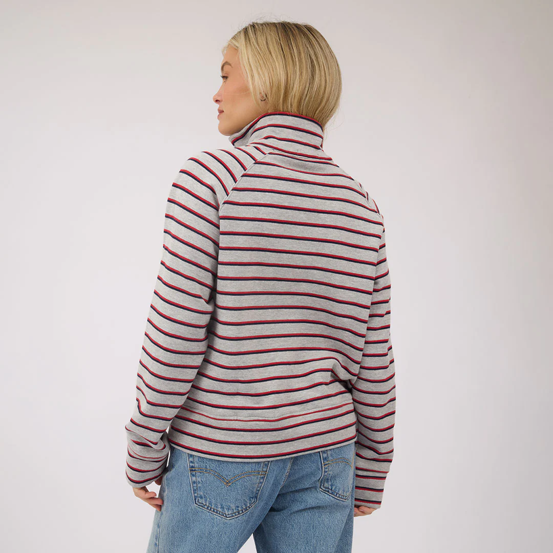 Oxford Fleece Zip-Up, Grey Stripe - Image 5