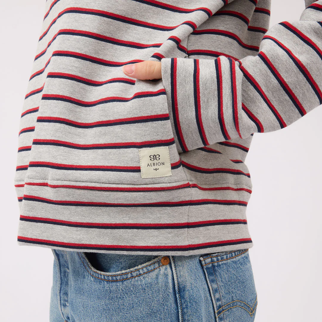 Oxford Fleece Zip-Up, Grey Stripe - Image 6