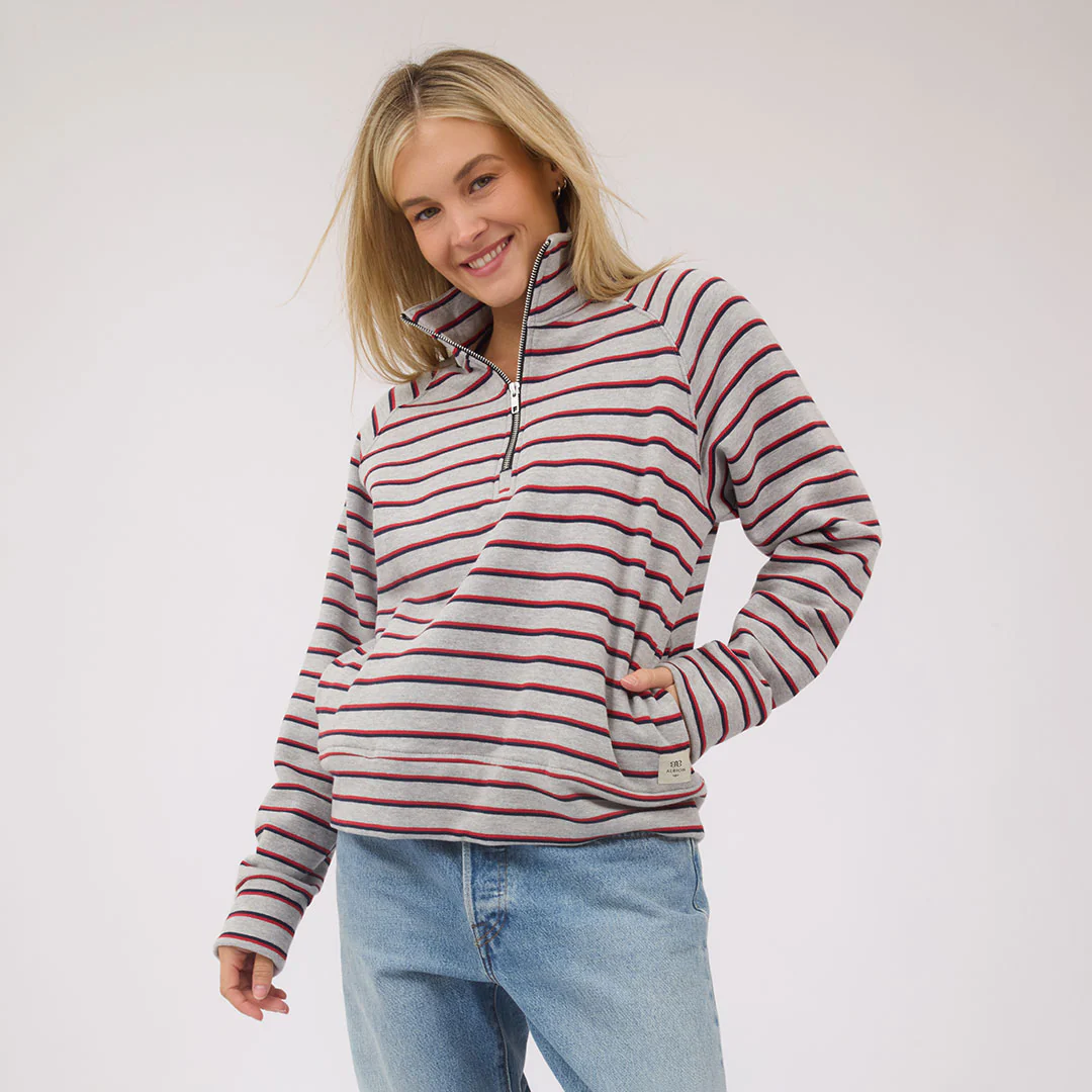 Oxford Fleece Zip-Up, Grey Stripe - Image 7