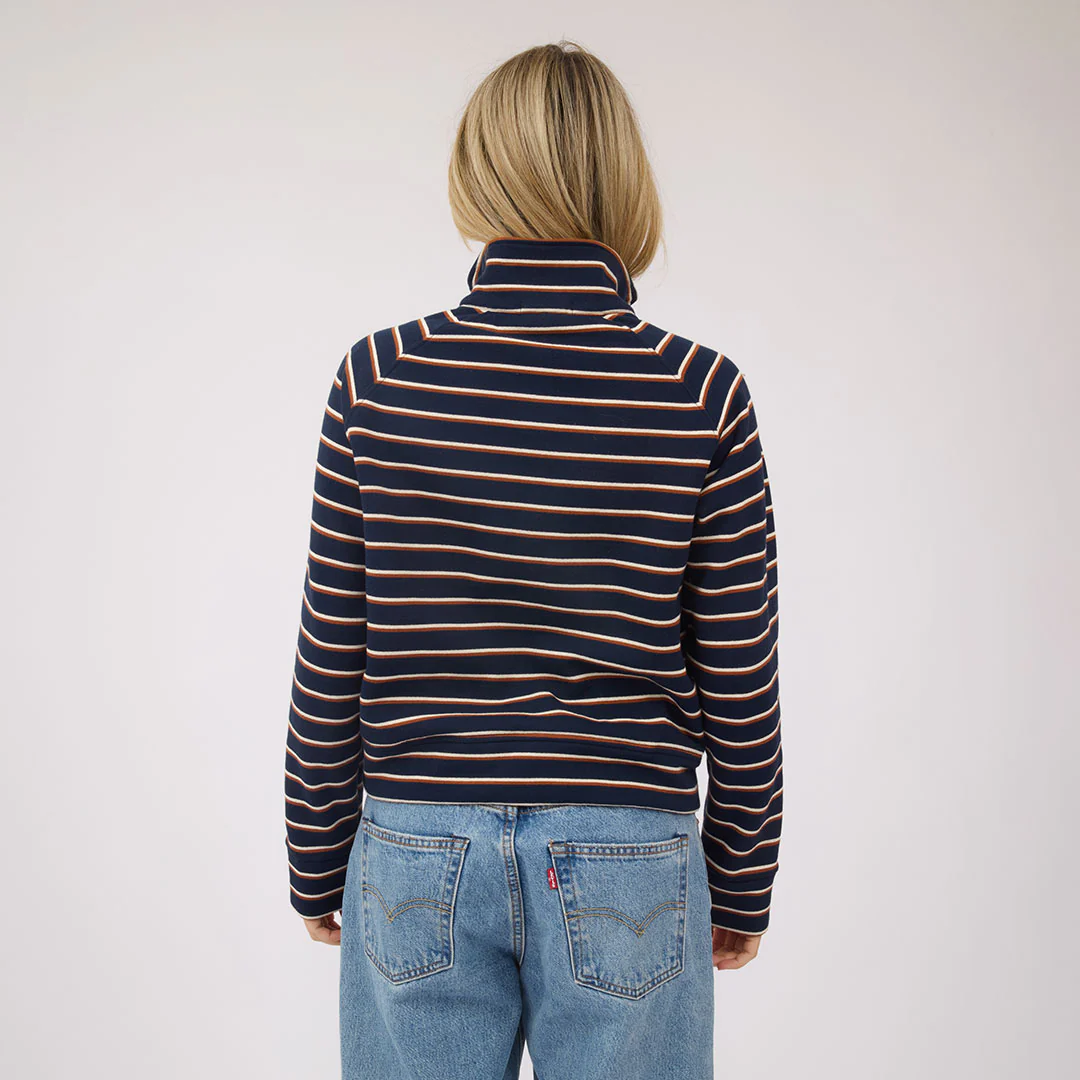 Oxford Fleece Zip-Up, Navy Stripe - Image 5