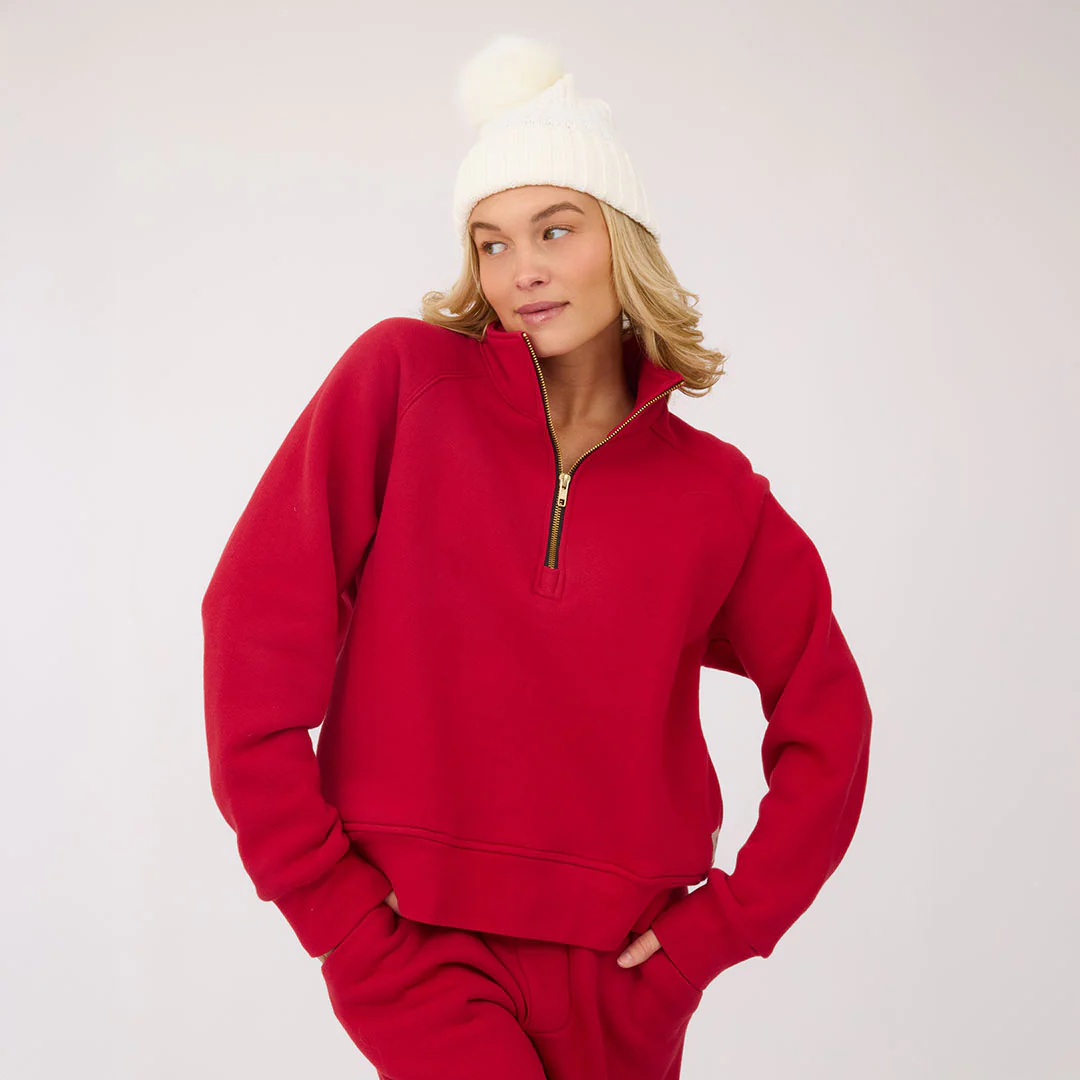 Oxford Terry Zip-Up, Red - Image 4