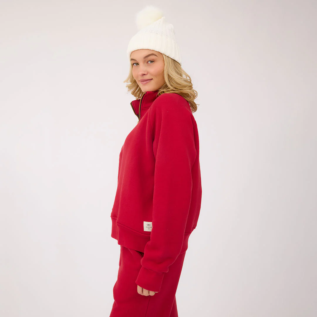 Oxford Terry Zip-Up, Red - Image 5