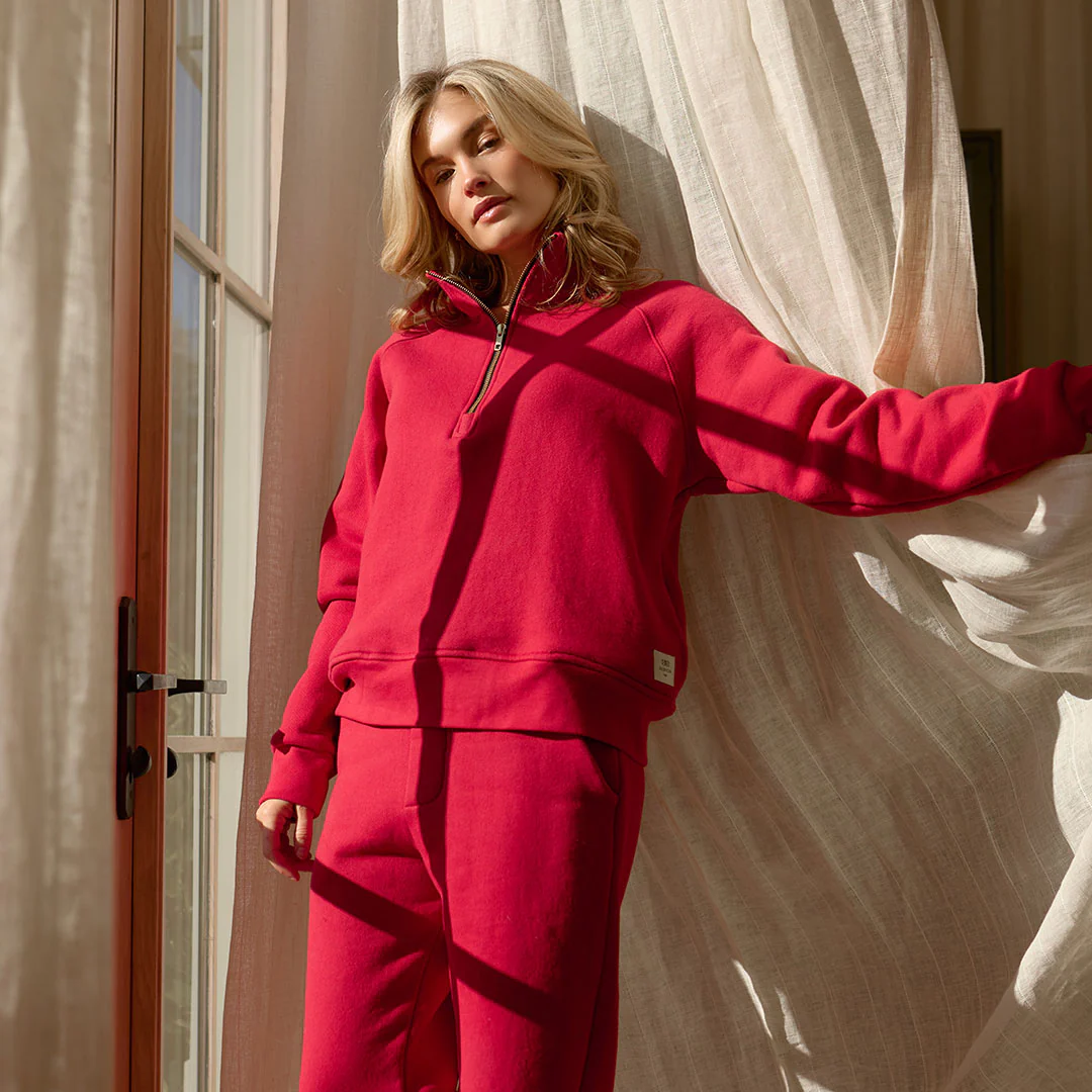 Oxford Terry Zip-Up, Red - Image 9