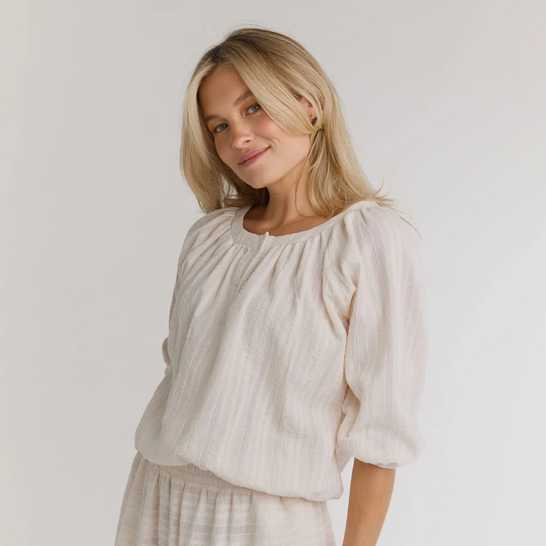 Peasant Top 3/4 Sleeve, White