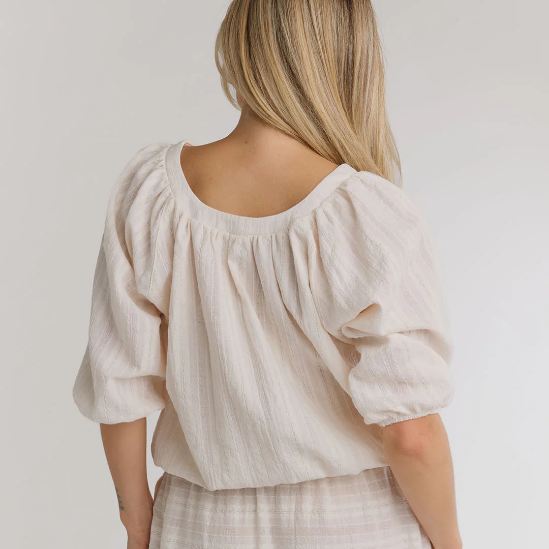 Peasant Top 3/4 Sleeve, White - Image 4