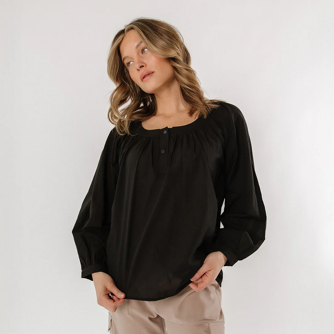 Peasant Top, Black - Image 2