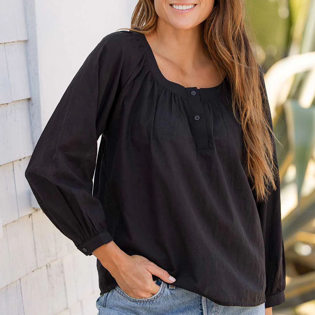 Peasant Top, Black - Image 5