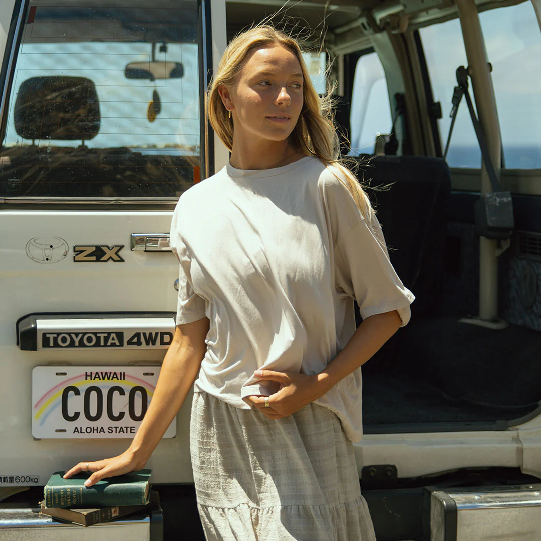 Perfect Oversized Bamboo Tee, Taupe - Image 2