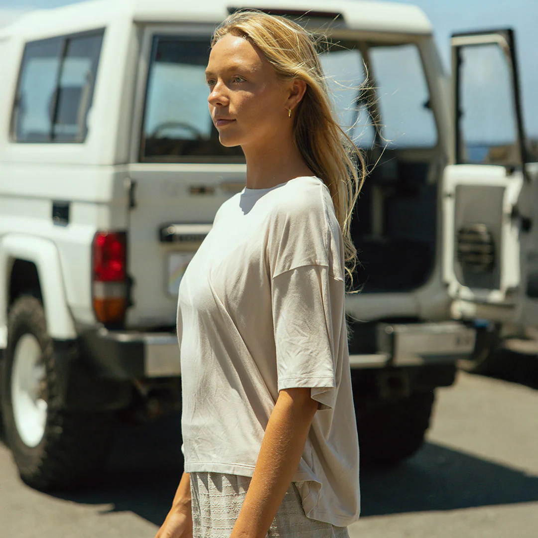Perfect Oversized Bamboo Tee, Taupe - Image 3