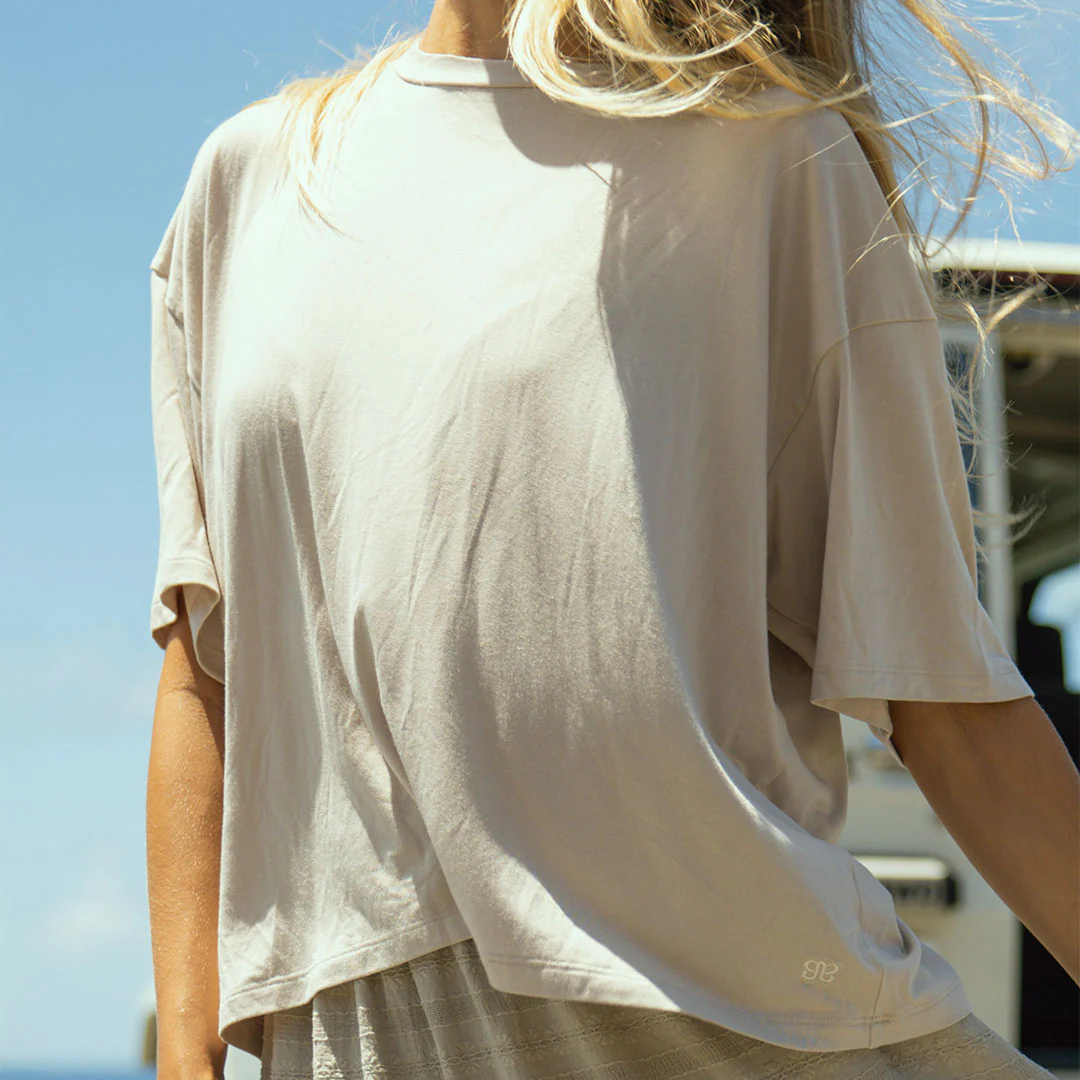Perfect Oversized Bamboo Tee, Taupe - Image 4