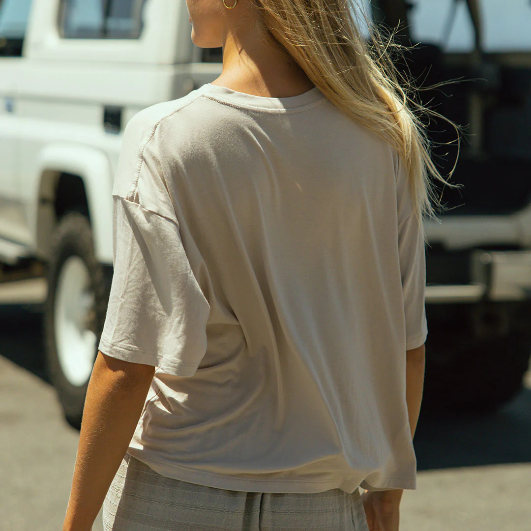 Perfect Oversized Bamboo Tee, Taupe - Image 5