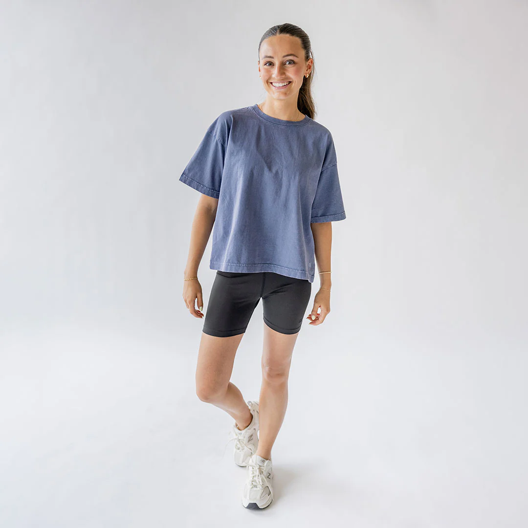 Perfect Oversized Cotton Tee, Blue - Image 4