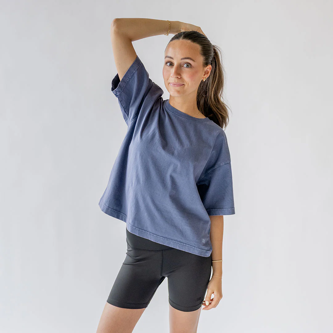 Perfect Oversized Cotton Tee, Blue - Image 5