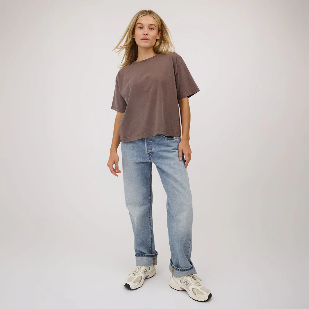 Perfect Oversized Cotton Tee, Brown - Image 5