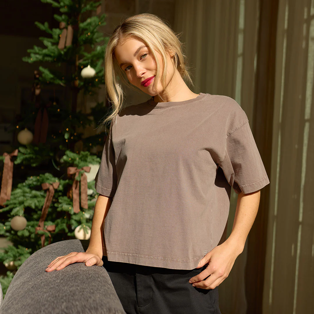 Perfect Oversized Cotton Tee, Brown - Image 8