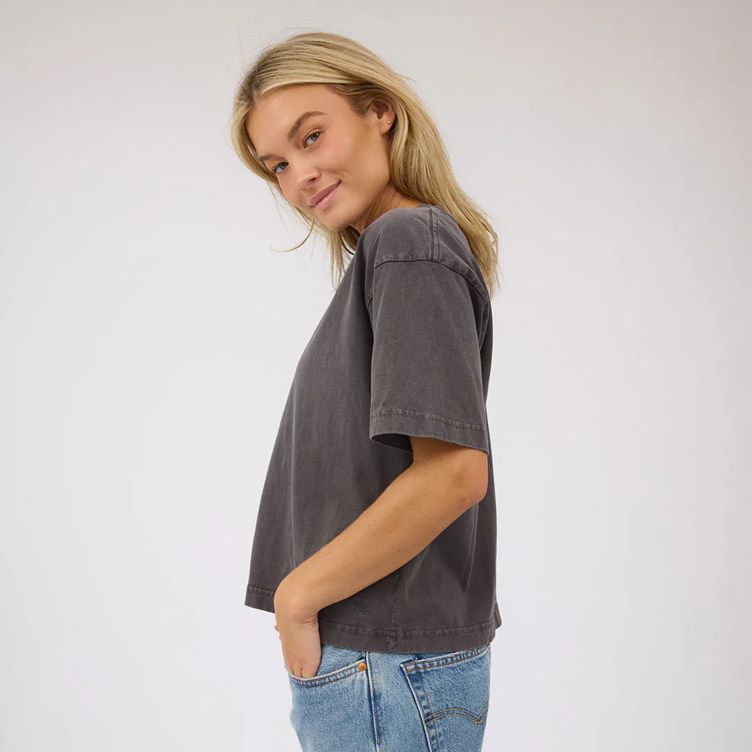 Perfect Oversized Cotton Tee, Charcoal - Image 2