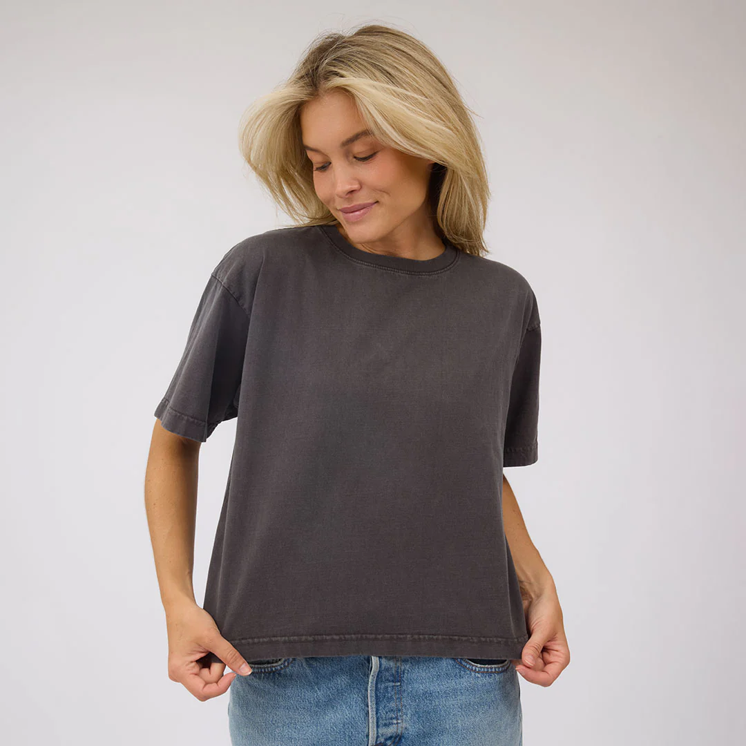 Perfect Oversized Cotton Tee, Charcoal - Image 5