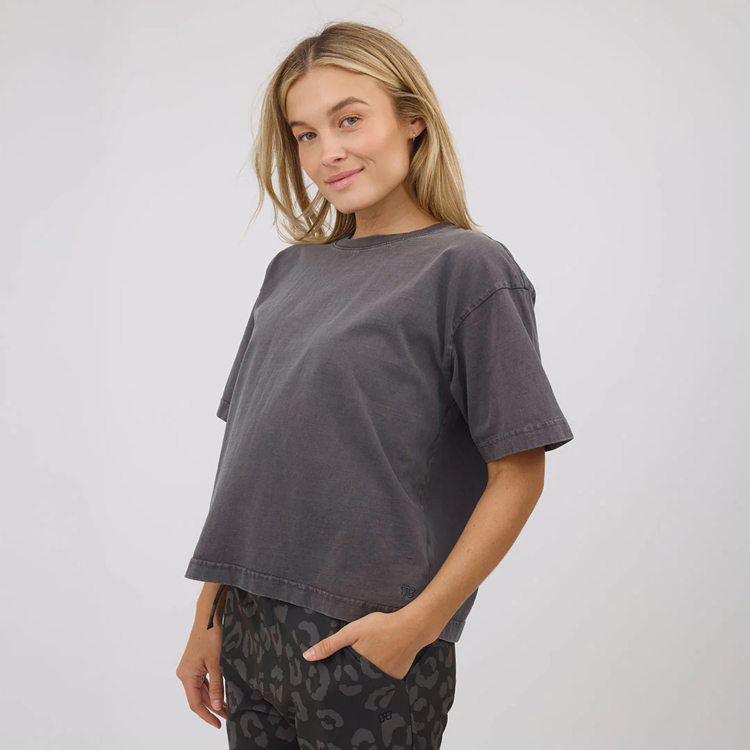Perfect Oversized Cotton Tee, Charcoal - Image 9