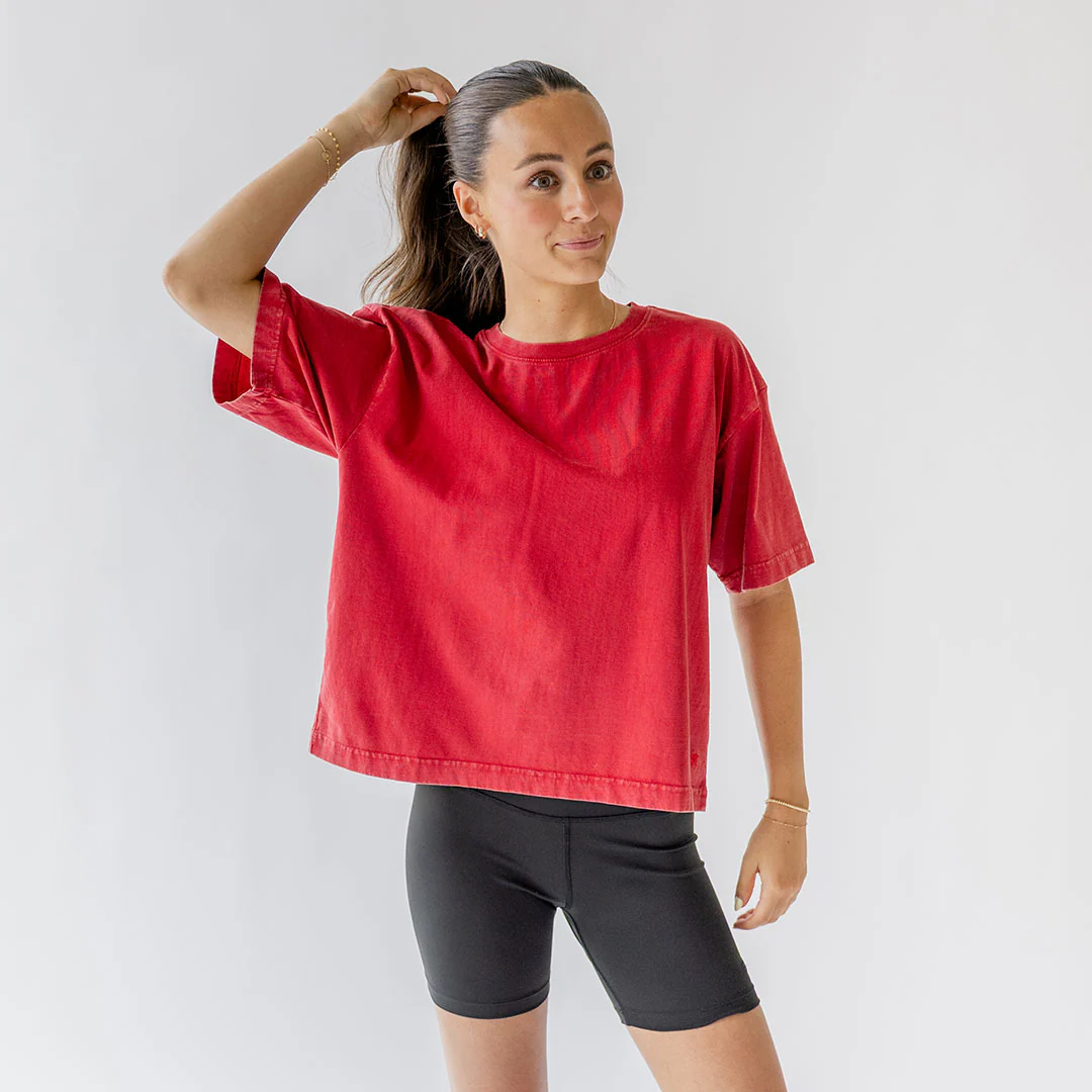 Perfect Oversized Cotton Tee, Red - Image 2