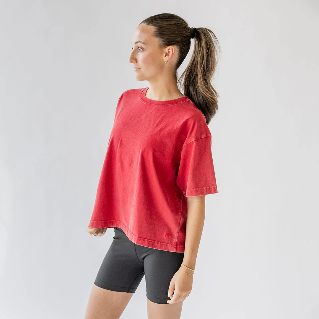 Perfect Oversized Cotton Tee, Red - Image 3