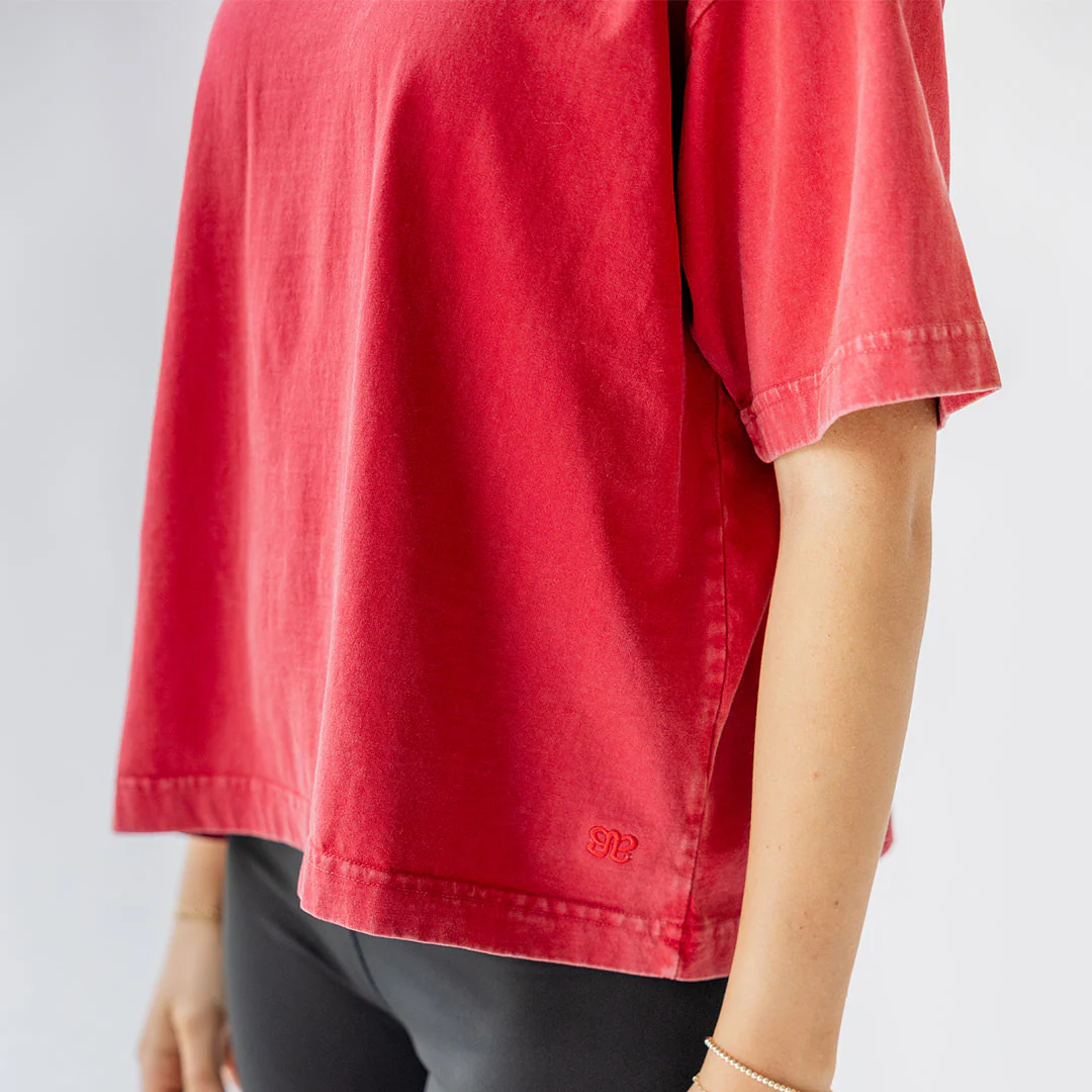 Perfect Oversized Cotton Tee, Red - Image 4