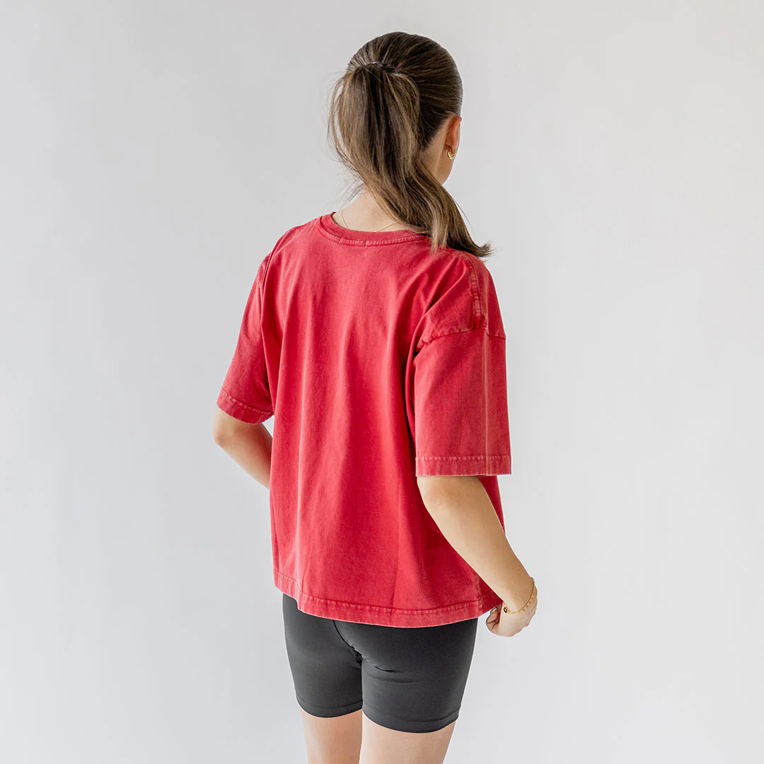 Perfect Oversized Cotton Tee, Red - Image 5