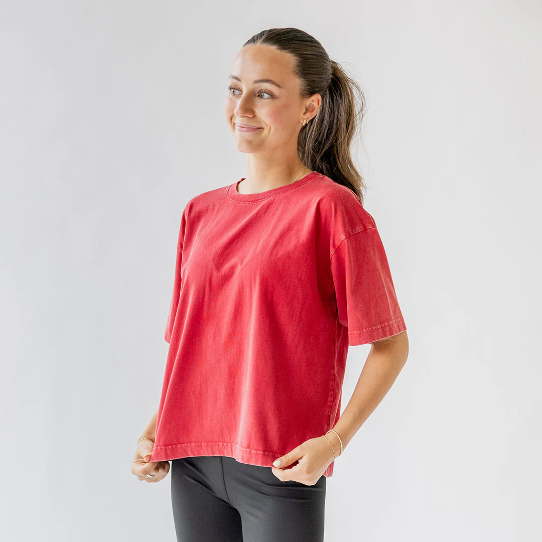 Perfect Oversized Cotton Tee, Red - Image 6