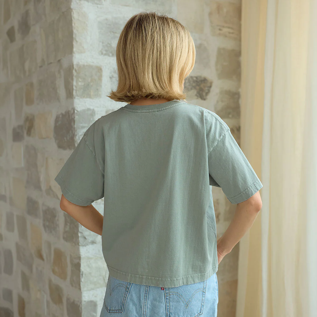Perfect Oversized Cotton Tee, Sage - Image 4