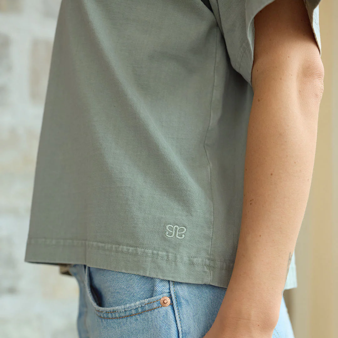 Perfect Oversized Cotton Tee, Sage - Image 5